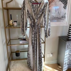 Snake-print Long Sleeve Maxi Dress